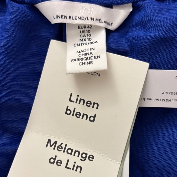 H&M Linen Blend Pleated Shorts - Blue Size 10 - Picture 7 of 10